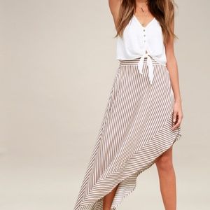 King Harbor Tan and White Striped Maxi Skirt